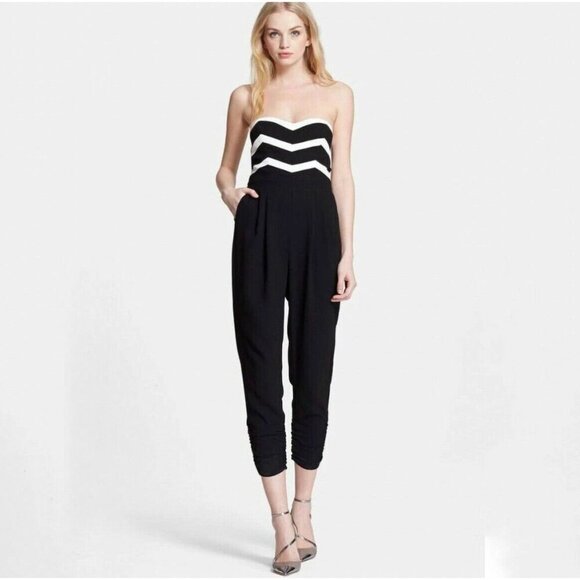 Parker Chevron Carmela Combo  Strapless  Women's Jumpsuit Size M - Picture 1 of 11